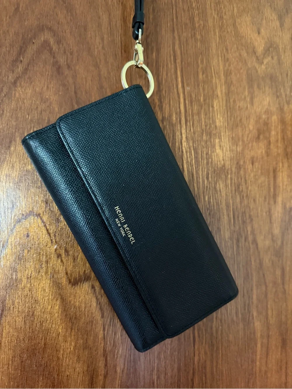 Henri Bendel Black Leather Uptown Organizer Wristlet Wallet Rare